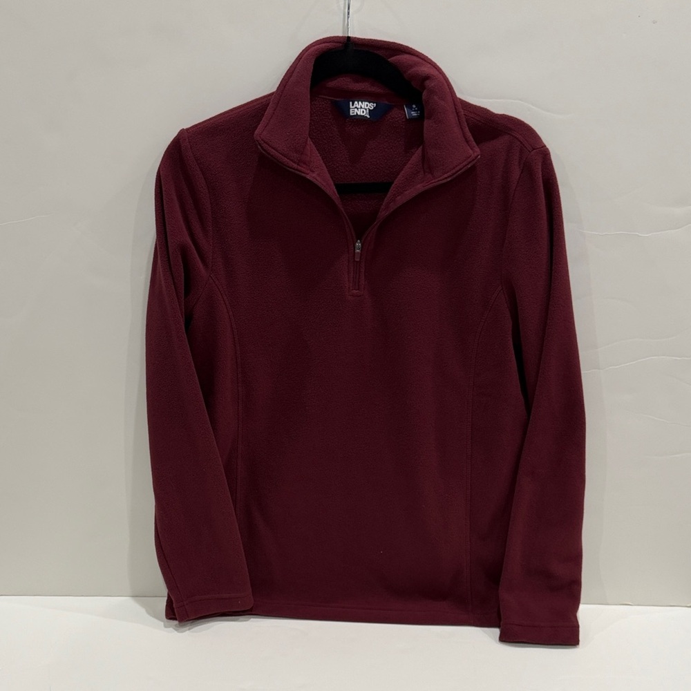 Lands' End Woman’s Deep Red Zip-Up Sweater